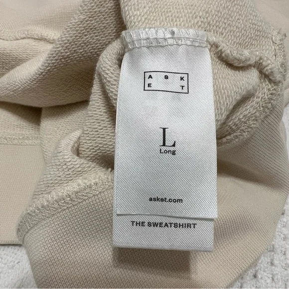 ASKET The Sweatshirt Crewneck Off White Men’s Size Large Long - Picture 9 of 14